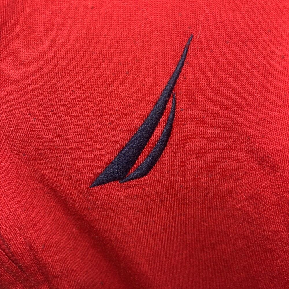 Nautica Size 14/16 Red Full Zip Hoodie Sweatshirt with Hoodie Logo On Front - Picture 4 of 8